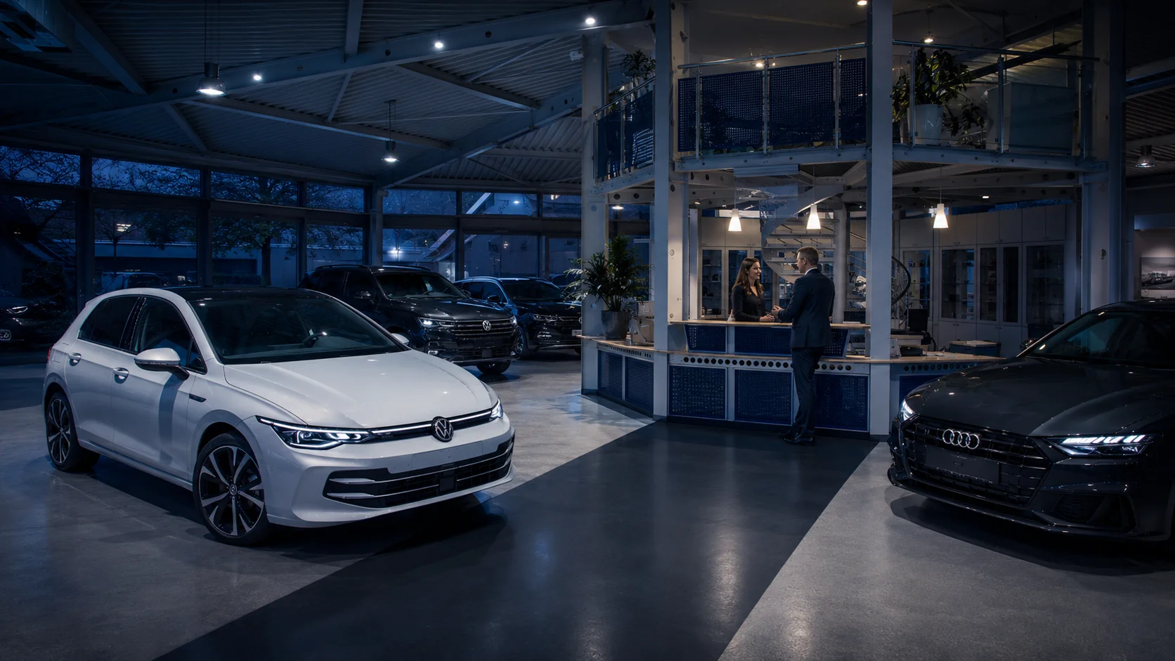 Beratungsgespräch mit Kunden im Autohaus Kubik in Halle